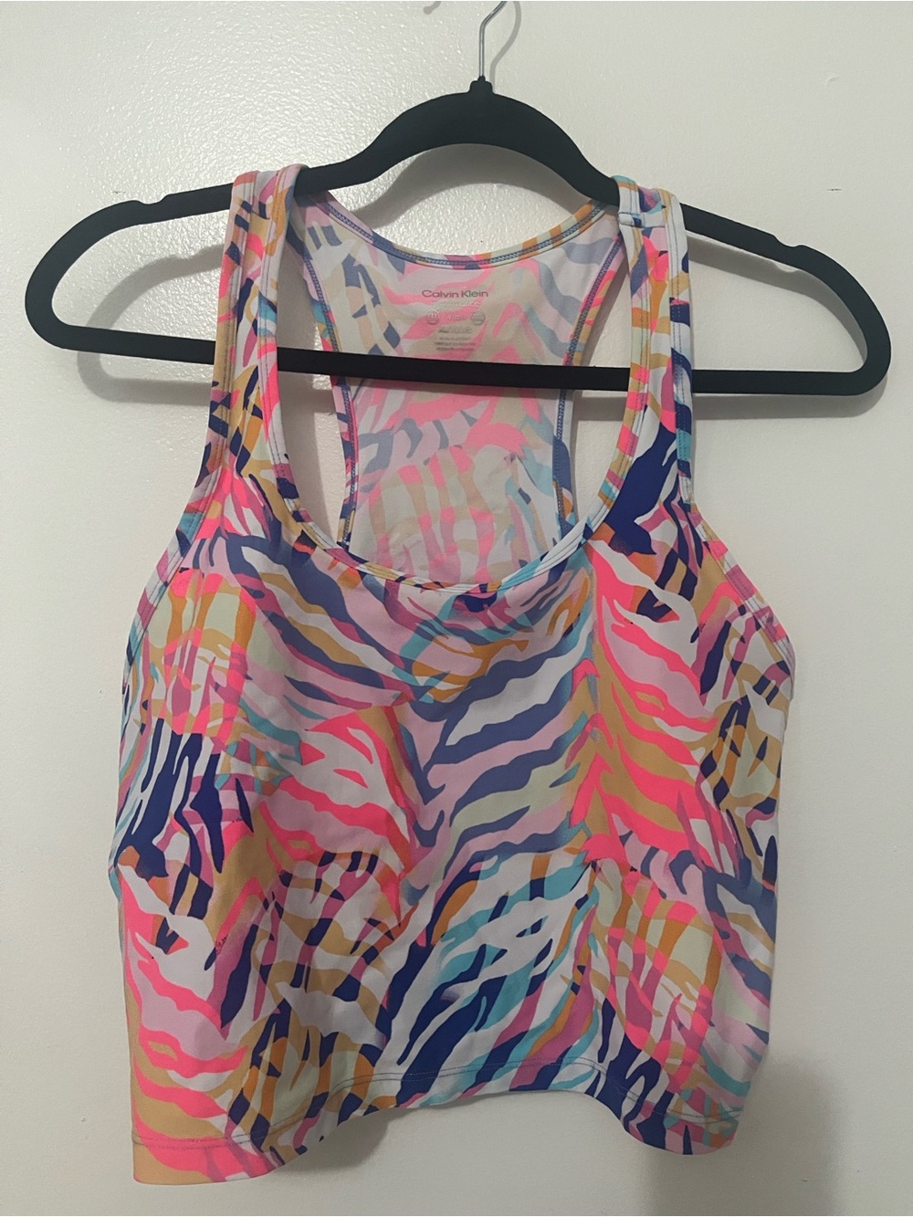 Calvin Klein Neon Pink & Navy Abstract Racerback Tank